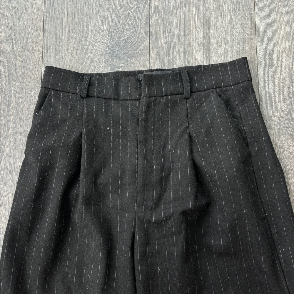 Style Addict Dark Gray Striped Thick Tall Wife Leg Work Pants